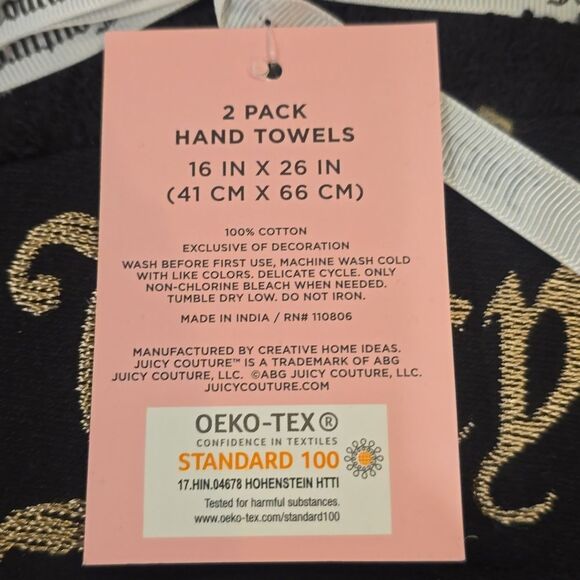 Juicy Couture Home Signature Crown Logo Hand & Wash Towel Set - Picture 6 of 8